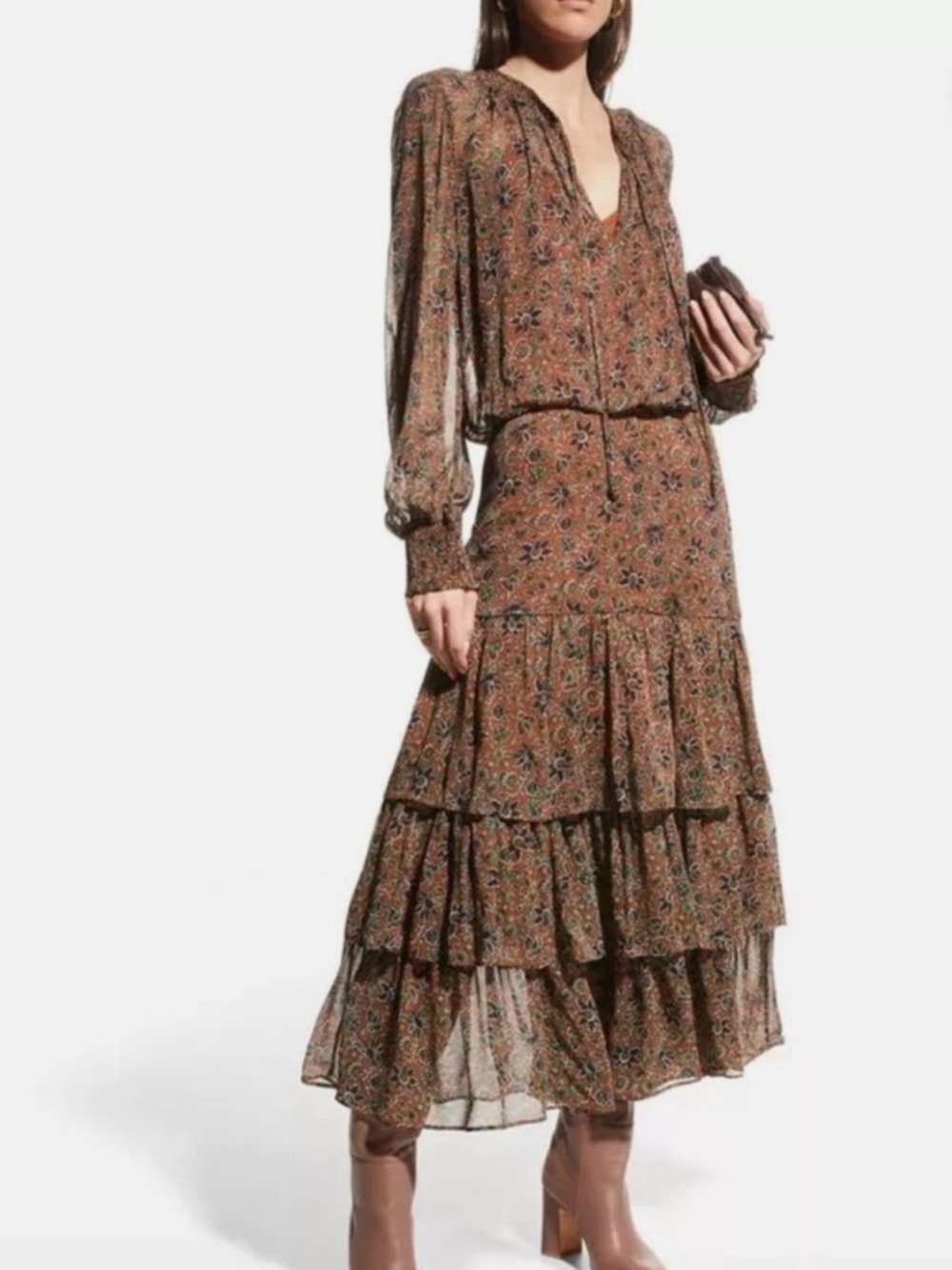 VERONICA BEARD TUNIS FLORAL AND PAISLEY PRINT MIDI DRESS Size 0 NWT (A28)